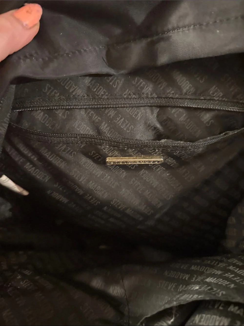 Steve Madden Black Men's Backpack with White Logo